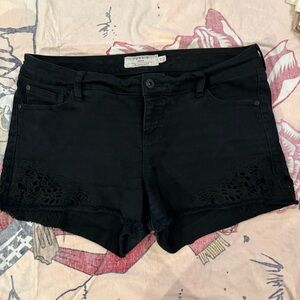 Torrid Black Jean Shorts with Lace Detail